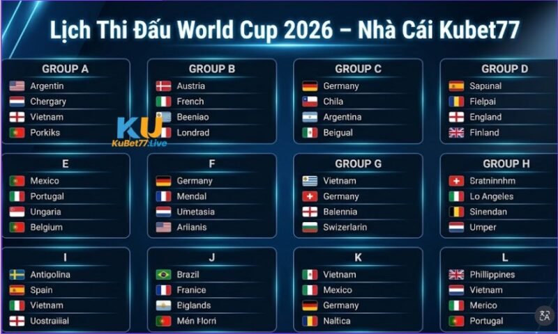bảng lịch thi đấu World Cup 2026